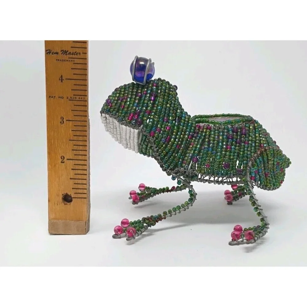 Beadworx Glass Bead Frog candle holder